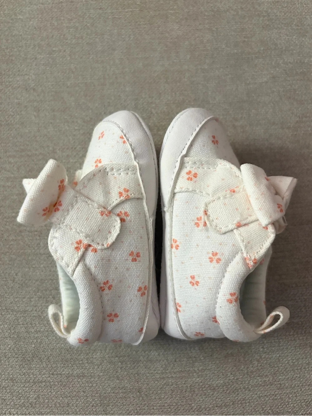 Carter's White Baby Slip-On Shoes with Peach Floral Bow